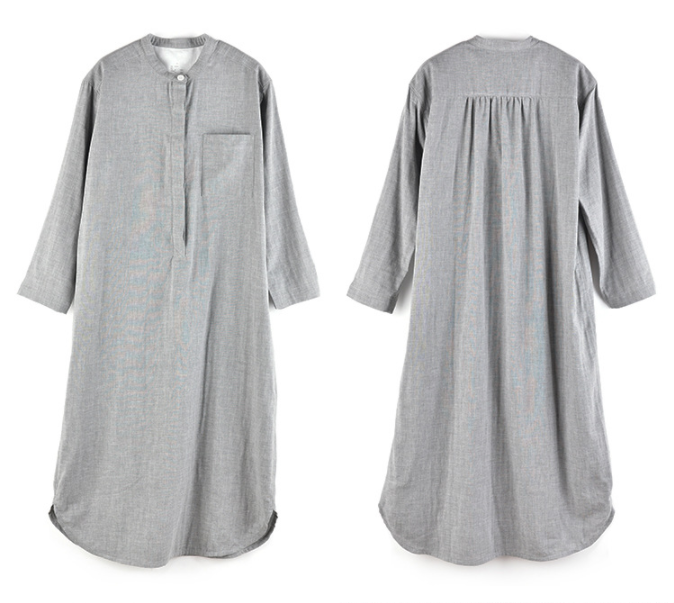 Ladies' nightdress with standing neckline in double yarn weave