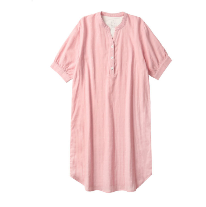 Ladies double yarn nightdress with short sleeves and long sleeves