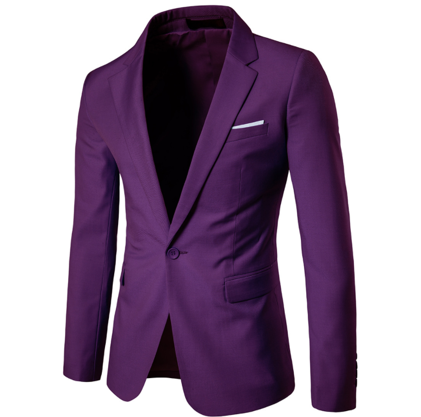 Men's Business Casual Suit One Button Purple