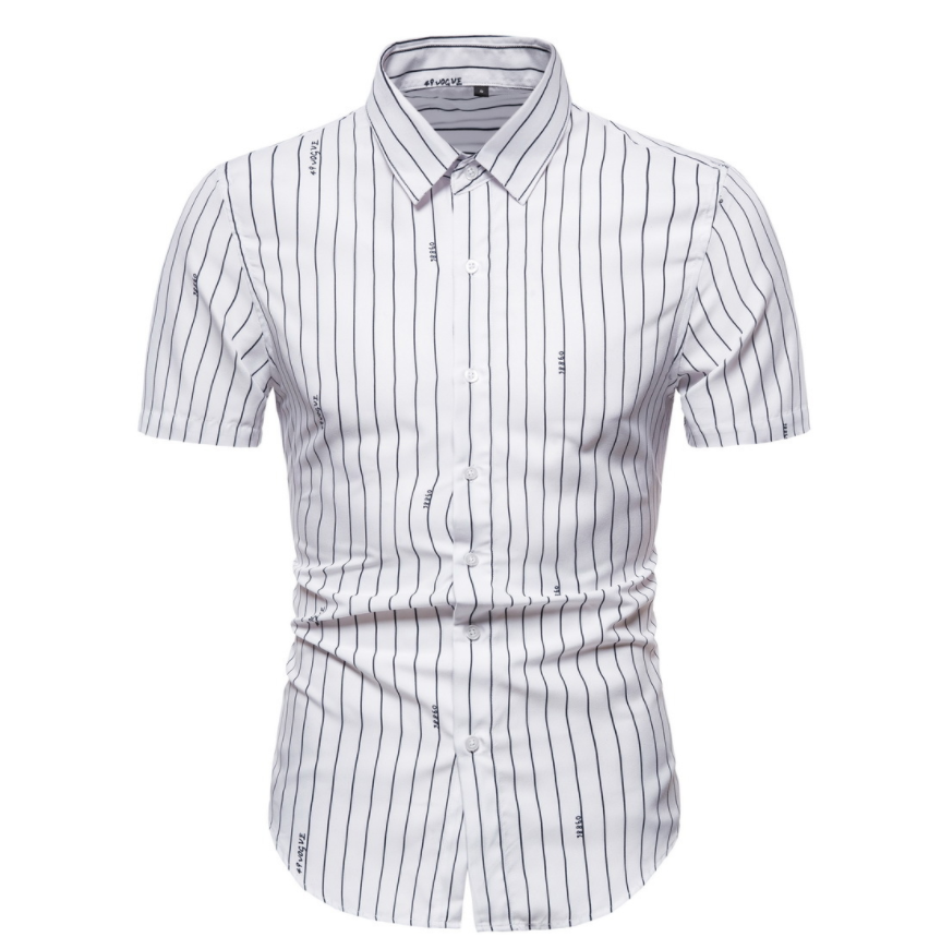 Stripe print on men's short-sleeved shirt