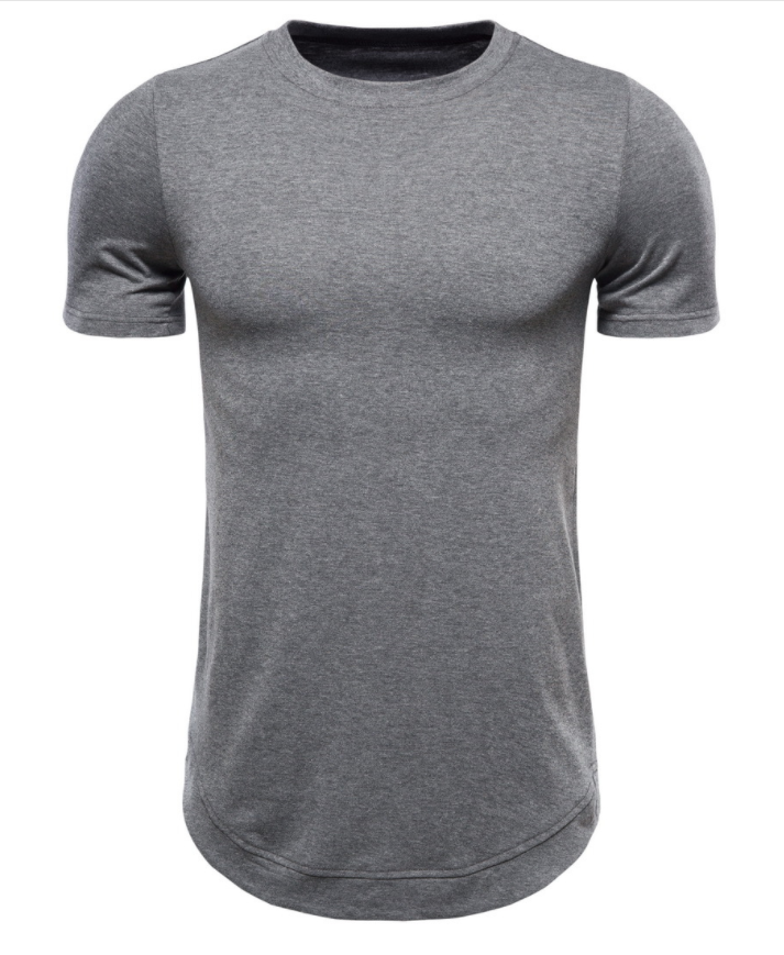 Men's medium to long solid color short sleeve T-shirt