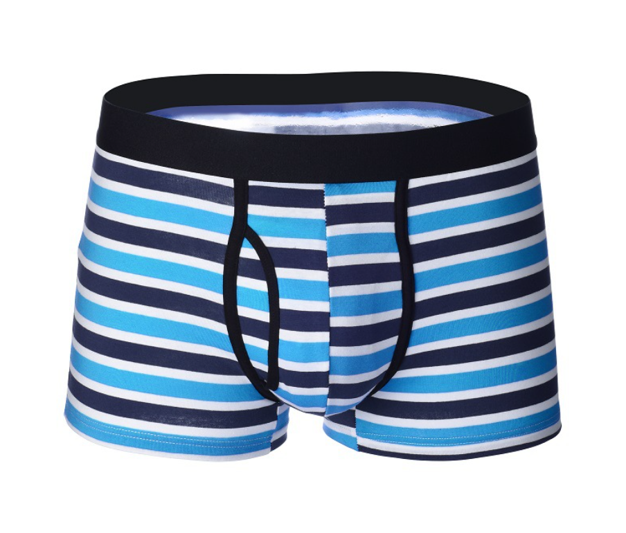 Cotton striped men's boxer briefs with slit section sports