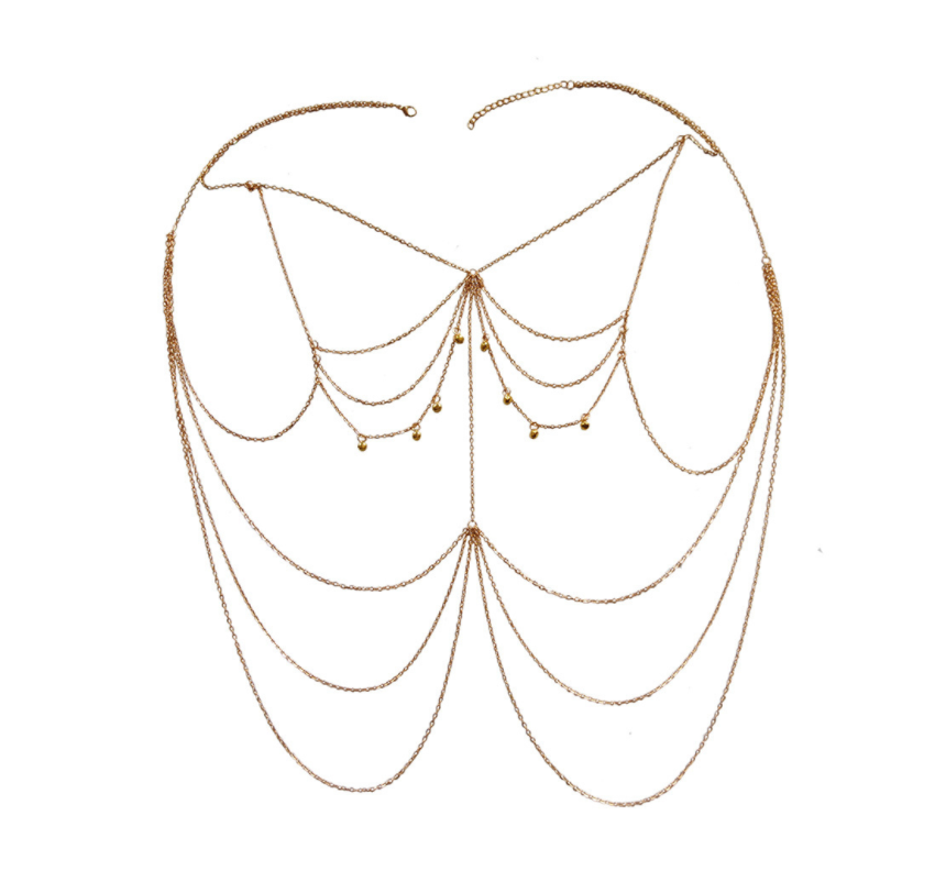 Droplet bells geometric bra body chain