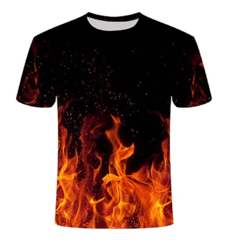 Flame digital print round neck and short sleeves