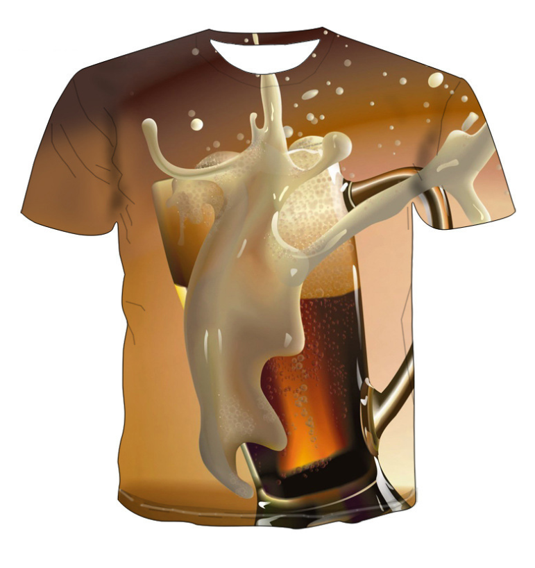 Beer Digital Print Loose Short Sleeve