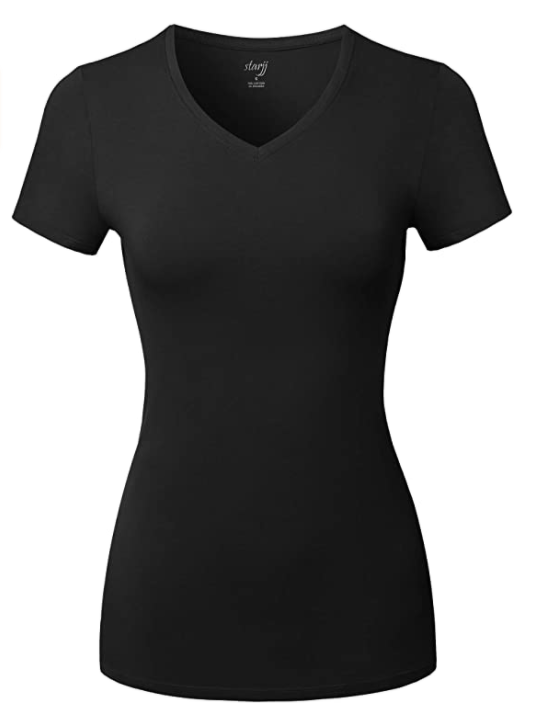 Women's slim V-neck round neck short sleeves