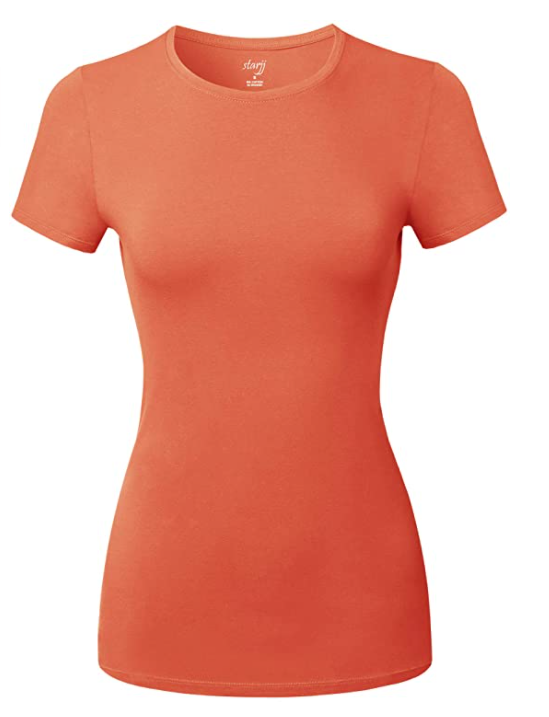 Women's blouse with round neck and short sleeves