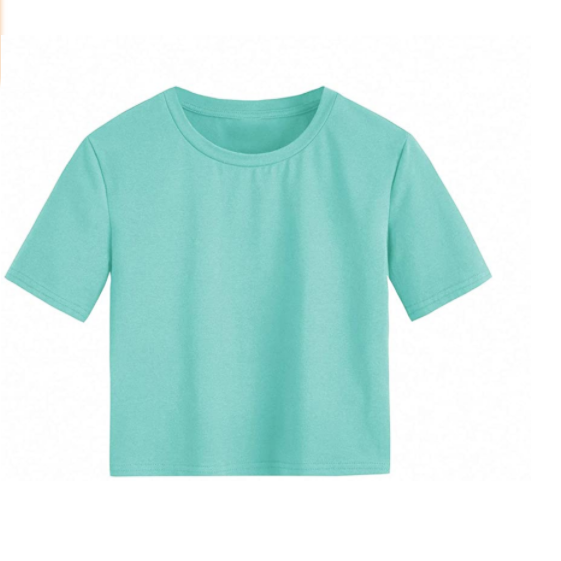 A short women's blouse in solid color