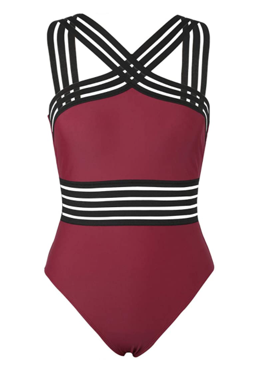 Women's front cross hollow swimsuit