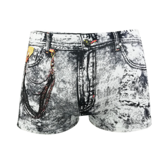 Men's sexy denim printed dollar pocket boxers