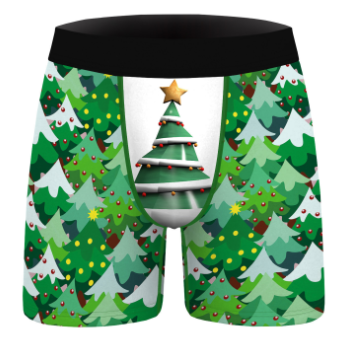 Printed men's fashionable breathable polyester underwear